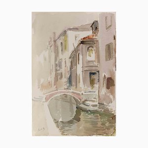 Carlo Ravagnan, View of Venice, Watercolor, 1980