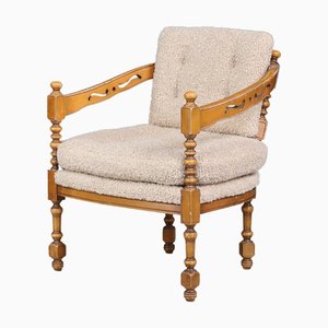 Italienischer Vintage Sessel aus geschnitztem Holz, 1975