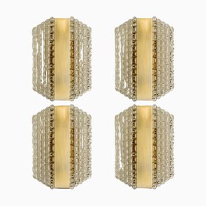 Brass & Glass Wall Lights in the style of Hillebrand, Germany, 1969