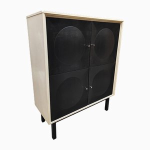 Vintage Brutalist Circular Graphic Wall Cabinet with Geometric Design, 1970s