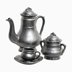 Mid-Century Modern Schwarzes Keramik Teeservice, 1950er, 2er Set