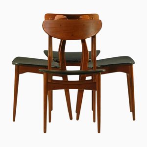 Sedie da pranzo restaurate in teak, Danimarca, anni '60, set di 4