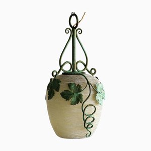 Art Nouveau Wrought Iron Grape Leaves Pendant, 1920