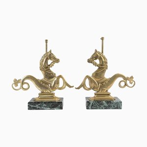 Marble and Bronze Lamp Bases, Set of 2