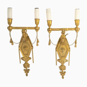 Empire Style Gilt Bronze Wall Lights, Set of 2