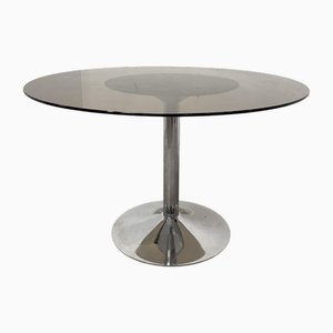Runder Vintage Tisch aus Chrom & Glas