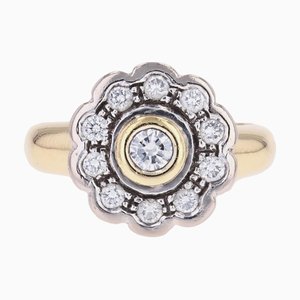 Modern Diamonds Ring 18 Karat Yellow White Gold