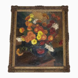 Russel White, Stillleben mit Blumenbouquet, 1953, Gemälde, gerahmt