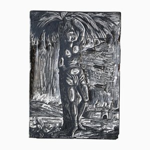Saint Sébastien, années 1700, gravure sur bois