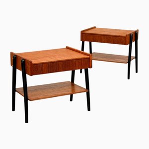 Nachttische aus Teak von AB Carlström & Co. Möbelfabrik, Schweden, 1950er-1960er, 2er Set