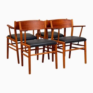 Dining Chairs in Teak & Oak by Borge Mogensen, Denmark, 1950s-1960s, Set of 4