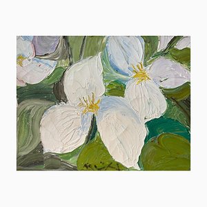 Roger Mühl, Weißes Trillium, 1960er, Öl auf Leinwand