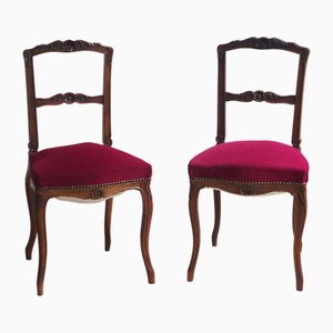 Vintage French Chairs with Wine-Red Velvet, 1890s-1910s, Set of 2