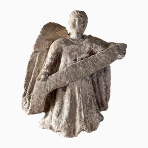 Geschnitzter Engel mit Phylakterium, 16. Jh., Stein