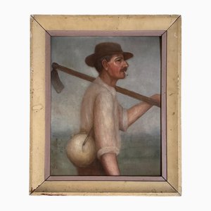 M. Potiron, Bauer auf dem Feld, 20. Jh., Öl auf Holz, gerahmt