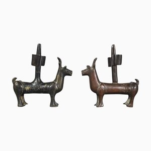 Gotische Bronze Kerzenständer, Deutschland, 1380er, 2er Set