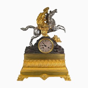 Reloj de repisa de mercado otomano de bronce dorado y plateado, década de 1830
