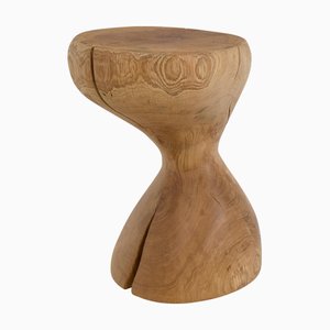 Oak Wood Sculptural Side Table by Logniture