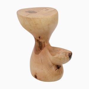 Walnut Wood Sculptural Side Table by Logniture