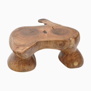 Walnut Wood Sculptural Side Table by Logniture