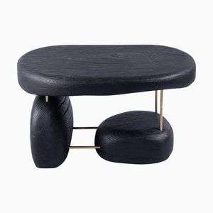 Burnt Oak with Brass Side Table by Logniture