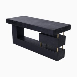 Table d'Appoint en Chêne Brûlé avec Laiton par Logniture