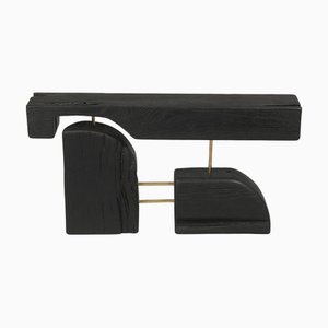 Burnt Oak with Brass Side Table by Logniture