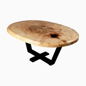 Burnt Oak with Steel Side Table by Logniture