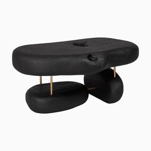 Table d'Appoint en Chêne Brûlé avec Laiton par Logniture
