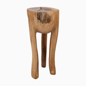 Walnut Wood Sculptural Side Table by Logniture