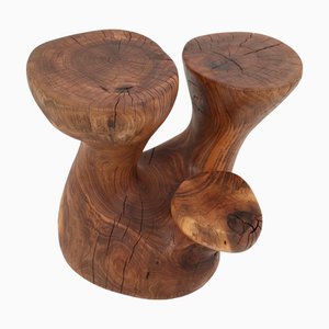 Walnut Wood Sculptural Side Table by Logniture