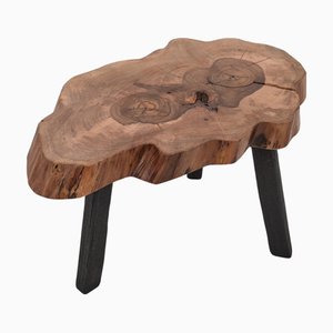 Table Basse Sculpturale Rustique en Noyer et Chêne Noir Brûlé par Logniture