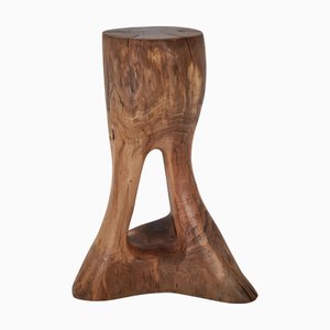 Walnut Wood Sculptural Side Table by Logniture
