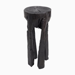 Burnt Wood and Oak Side Table by Logniture