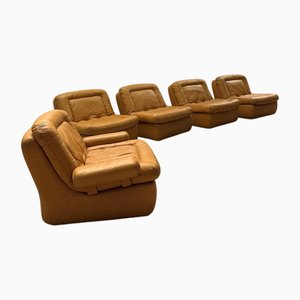 Dreipunkt Modular Sectional Sofa in Leather, 1970s, Set of 5