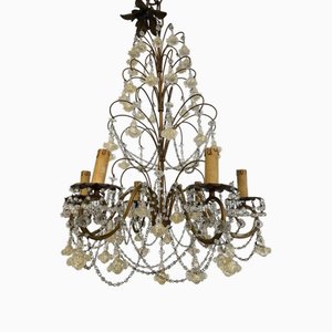 Murano Glass Drops and Roses Chandelier, 1890s