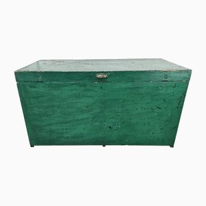 Großer grün lackierter Reisekoffer aus Holz, 1950