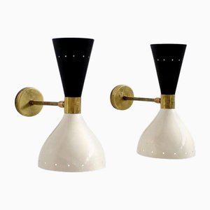 Applique in alluminio e ottone, Italia, anni '50, set di 2