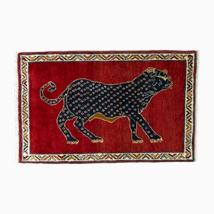 Hand-Knotted Gabbeh Nomad Rug with Tiger Motif