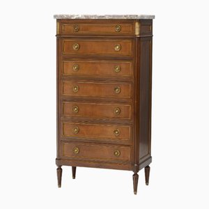 French Semainiere in Walnut with Marble Top, 1900s