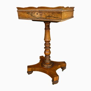 Victorian Rosewood Teapoy on Turned Pedestal Base, England, 1850s