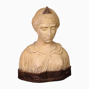 Beatrice Portinari, Female Bust Sculpture, 20th Century, Terracotta