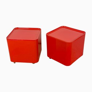 Vintage Red Dime Trolleys by Marcello Siard for Longato, 1970s, Set of 2
