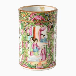 Chinese Rose Medallion Porcelain Brush Pot, 1880s