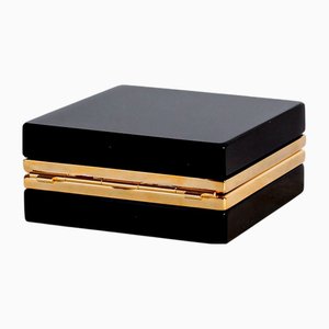 Black Box in French Opaline Glass with Bronze Frame, 1920s