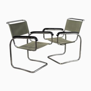 Poltrone H-80 Bauhaus in metallo cromato di Jindřich Halabala per Up Závody Brno, anni '30, set di 2