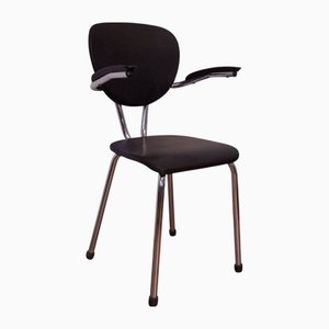 Chrome and Black Leathette Office Chair, 1950s