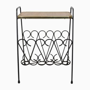 Wrought Iron & Wood Auxiliary Table, 1950s