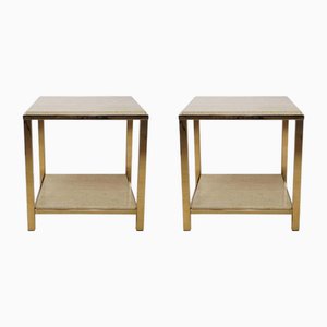 Side Tables in Travertine and 24 Carat Gold from Belgo Chrom / Dewulf Selection, 1970s, Set of 2