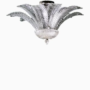 Vintage Palmette Chandelier in Crystal Glass with Gold Thread, 1985